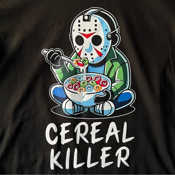 Funny Cereal Killer Black Graphic Tee - Picture 3 of 5